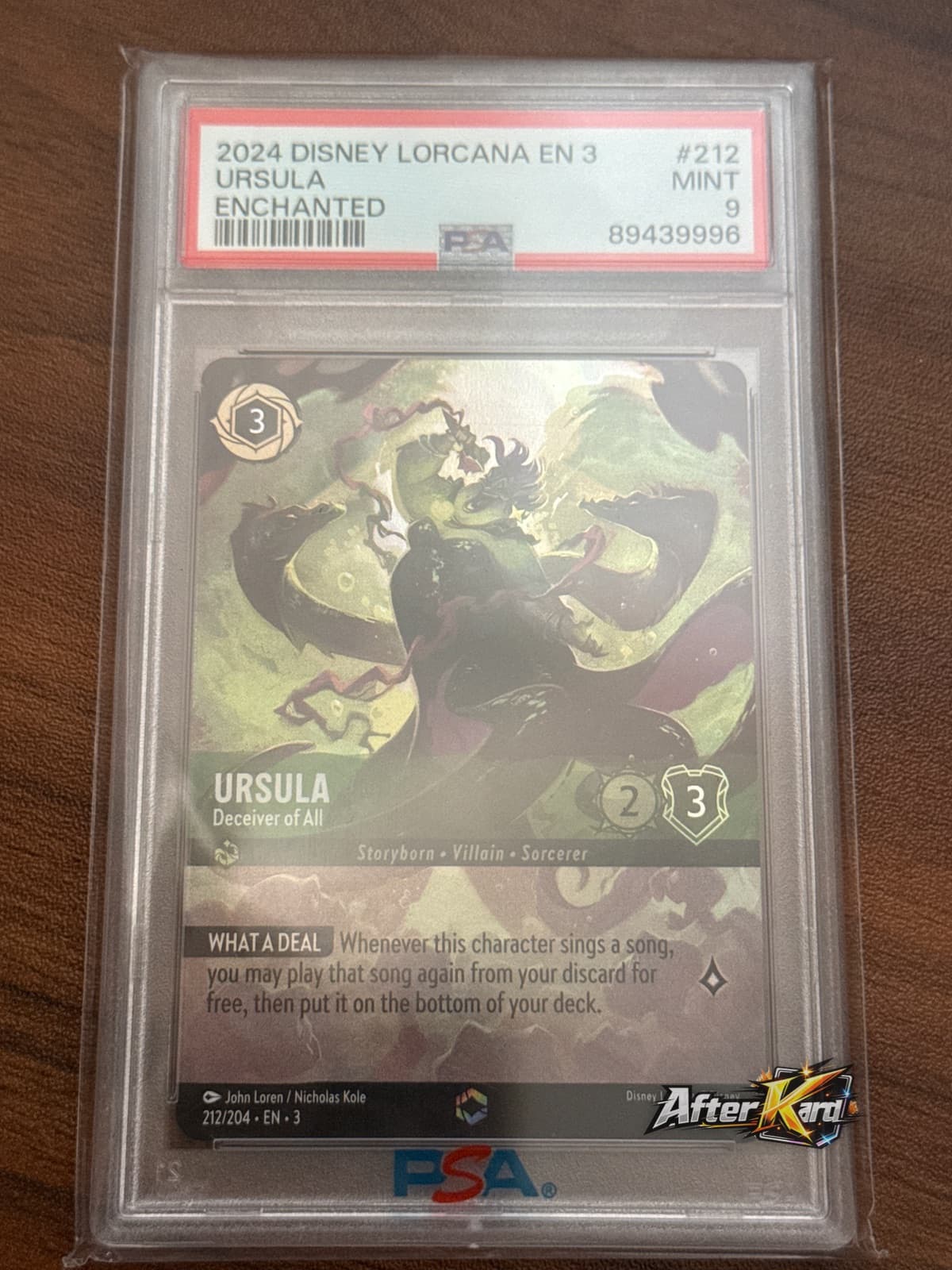 2024 DISNEY LORCANA EN 3-INTO THE INKLANDS #212 URSULA - DECEIVER OF ALL PSA 9